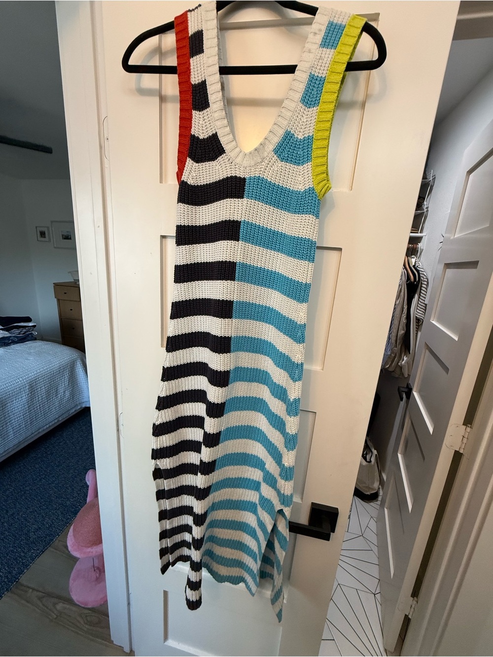 Staud striped Tank Dress in Blue, Black & White - Picture 4 of 6